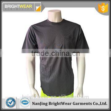 basic style charcoal color short sleeve chest pocket basic t-shirt