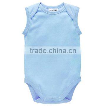 High Quality Sleeveless Blank White Cotton Baby Romper Bodysuit photo-4