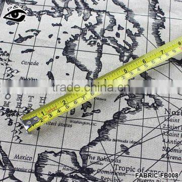 Map Pattern Fabrics Linen Cotton Fabrics for Household Decorations photo-3