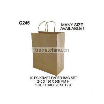 (Q246) 10 PC KRAFT PAPER BAG SET