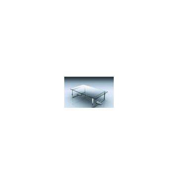 Glass Top Modern Squre Coffee Tables With Stainless Steel Legs