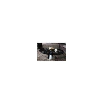 Round Black Glass Metal Coffee Tables