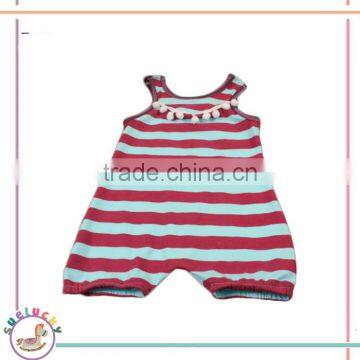 Hot sale Softextile baby tassels eco-friendly clothes off-Sleeve stripes softextile baby romper