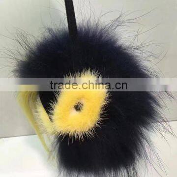 Colorful Promotional Fashion Fur Accessories Raccoon Fur Fuzzy KeyChain photo-2