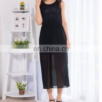 chiffon lace sleeveless women dress lining skirt black