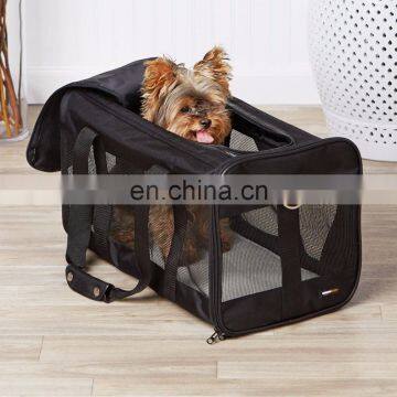 High Quality Black Mesh Soft-Sided Travel Pet Carrier