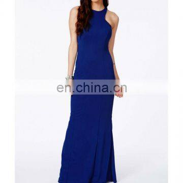 CHEFON high neck royal blue maxi dress