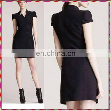 Elegant Cap Sleeve Ladies Black Business Dress