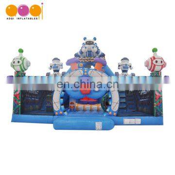 Robot factory inflatable fun city, jumping inflatable bouncer with slide