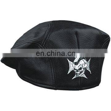 HMB-903B6 LEATHER GOLF CAPS KEPI CAP BLACK MIX SIZES HAT IRON CROSS