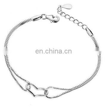 Silver plated platinum bracelet heart-shaped bracelet western style jewelry
