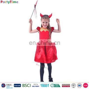 girl red horns carnival kids devil costume