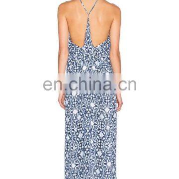 Custom Made Sublimation Print Fashion Women Silk Long Beach Dress 2017 photo-3