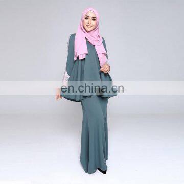 Custom women islamic dress wholesale plain peplum kurung islamic baju kurung