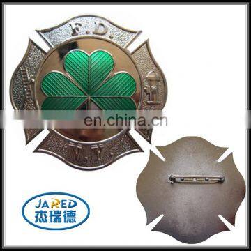Customized Design Clover Metal Medal Badge With Pin for Gifts