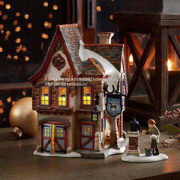X\'mas LED Lights Christmas House Customized European-style Creative Christmas Decoration House LED Night Light Simulation Cookie House Resin Crafts Decoration photo-3