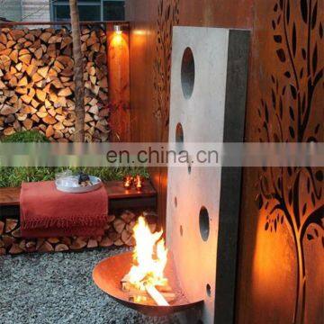 Fashion corten steel hanging fire pit indoor