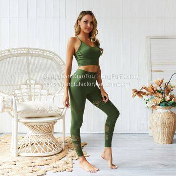 Women's 2 piece outfits yoga wear sets crop top legging workout suit swear