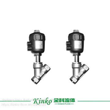 compact plastic pneumatic thread angle seat valve for water treatment, beverage filling equipment