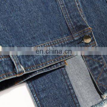 TWOTWINSTYLE Denim Sweatshirt For Female O Neck Long Sleeve Loose Hit Color Patchwork Asymmetrical photo-3