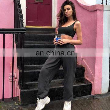 2020 Autumn Baggy Ankle-length Trousers Women Casual Loose Elastic Waist Sports Pants Candy Color Sweatpants photo-4