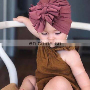 INS Fashion Baby Girls Turban Hat Triple Bows Headwrap Soft Cotton Bowknot Baby Turban With Three Knot Bows photo-4