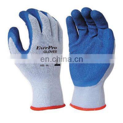 Gray Polyester Blue Crinkle Latex Palm Dip Cotton Blend Gloves