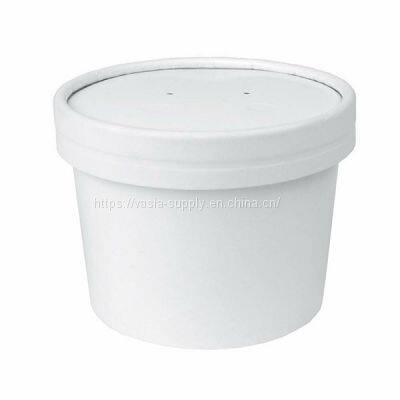 Paper Soup Container with Lid 8oz White-Ice Cream Container white container-White paper dessert Cups