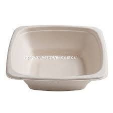 Bagasse Tall Bowl with lid 24 oz Square White Sugarcane 800ml Natural BioCane square bowl