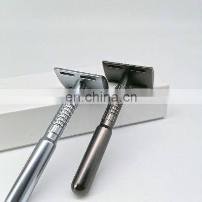 Matte Silver Mens High Quality Metal Handle Double Edge Safety Shaving Razor photo-4