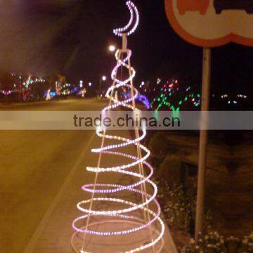 Ramadan decorating lights spiral tree with crescent