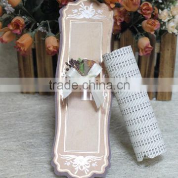 Hot Sale Antique Luxury Royal Scroll Wedding Card with Embellishment