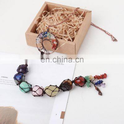 Natural Crystal Gemstone Car Accessories Amethyst Pendants Semi-Precious Crafts 7 Chakras Stones Healing Crystals Tree of Life photo-4