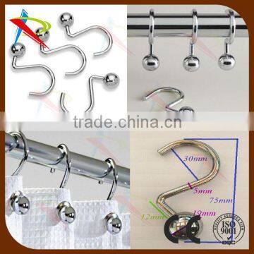 Iron CHROME Finish Rings S Ball Hook Shower Curtain Hooks