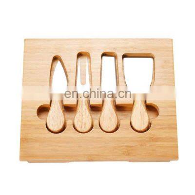 Wholesale 100% Biodegradable Natural Large Tray Bamboo Cheese Board With Knives Slide Out Drawer photo-4