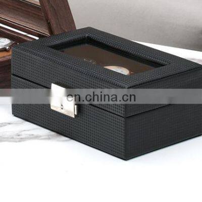 3 Girds Carbon Fiber Luxury Watch Case Holder Organizer Storage Box for Rings Bracelet Display Holder Case photo-3