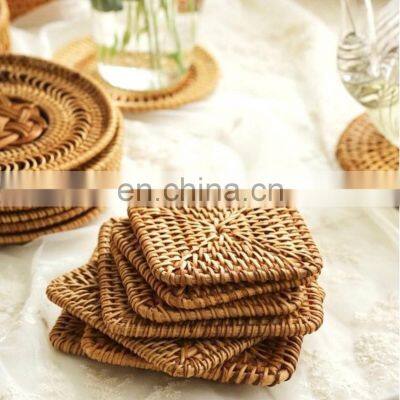 Handcrafted Woven Square Rattan Coasters For Sale Cheapest photo-3