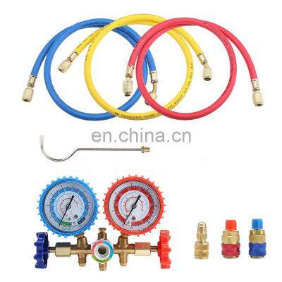 CT-536 B Brass Manifold Gauge Set HVAC Refrigeration System Auto Air Conditioner AC Charging R134A R22 R12 ac Charging Hose photo-2