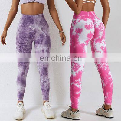Yoga Leggings Pants Women Hot Girls Yoga Pants Custom Sexy High Waist Tie Dye New Sport Fitness Seamless Yoga Leggings For Women photo-3