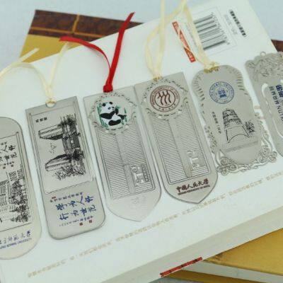 Wholesale Crafts Custom Metal Bookmarks Creative Fan Shape Tassel Book Mark Chinese Style Metal Bookmark