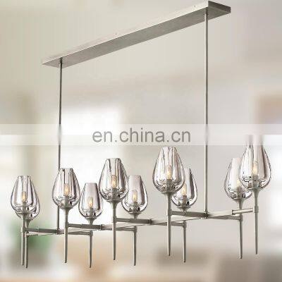 Modern Copper Tulip Glass Lampshade Chandelier Ceiling Light Fixture For Living Dining Room Bedroom Kitchen Island Foyer Lobby