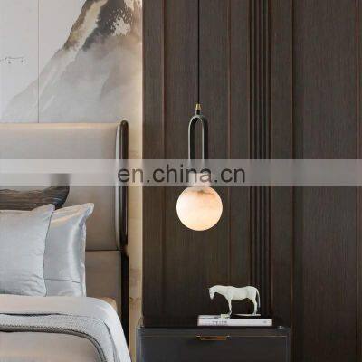 Simple Globe Pendant Hanging Lamps Led Ceiling Modern Small Alabaster Chandelier photo-3