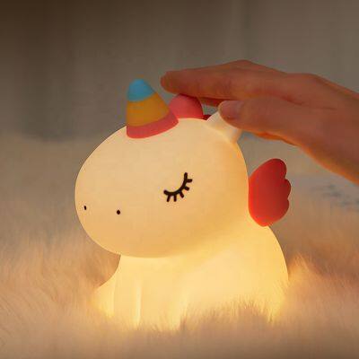 New Unicorn Silicone nursery Night Light USB Rechargeable Cartoon Animal bedroom decor Touch Night Lamp Kawaii Kids Night Lights