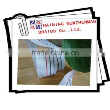 Excellent quality white base stripe braided elastic webbing