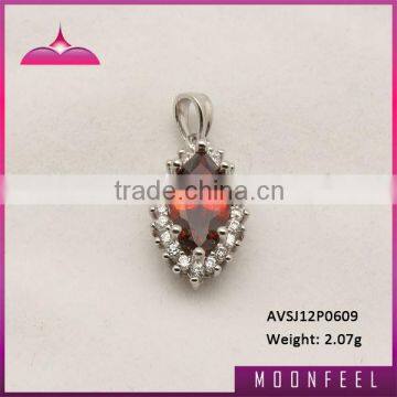 Silver garnet c.z. marquise pendant