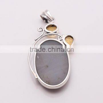 DRUZY & CITRINE PENDANT 925 Sterling Silver Pendant, SILVER JEWELRY EXPORTER,SILVER JEWELRY WHOLESALE,SILVER EXPORTER photo-2