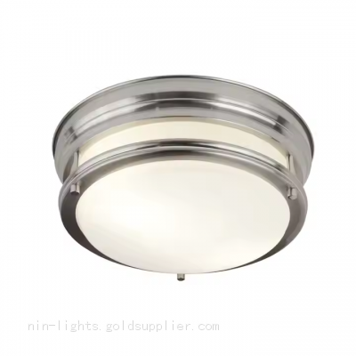 Vintage Round Ceiling Light Farmhouse Ceiling Fixture With Seeded Glass Cover Suitable for Bedroom Living Room Lighting