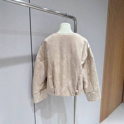 New Minimalist and Chinese Style Round Neck Single Row Buckle Long Sleeved Jacquard Jacket photo-2