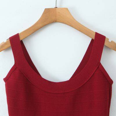 2025 New Fashionable Elegant Female Black High-Stretch Waist Cinch Mini Dress Knit Dress photo-2