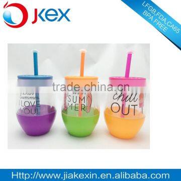 PVC paper insert double wall pot-bellied cup beach cup for juice